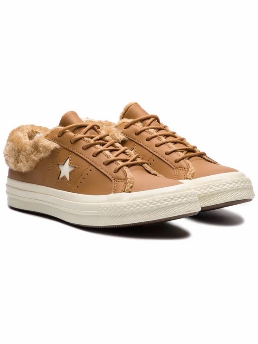 Converse Women's Camel Faux-Fur Star Low-Top Sneakers